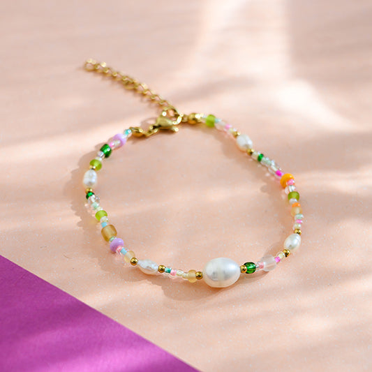 Perlenarmband 'pastell' im Säckchen mit Herz