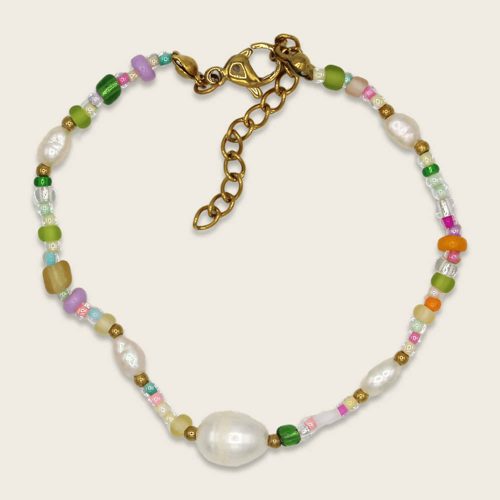 Perlenarmband 'pastell' im Säckchen mit Herz