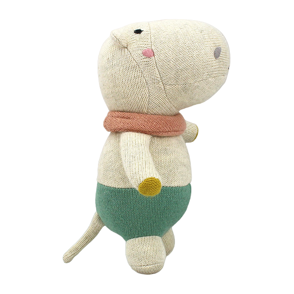 Babyrassel 'Nilpferd' in Creme aus Strickstoff