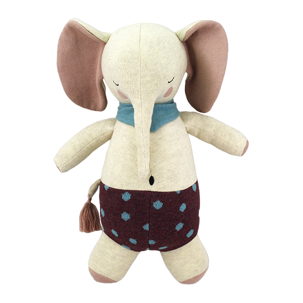 Kuscheltier Elefant 'Rosy' mit gepunkteter Hose in Natur