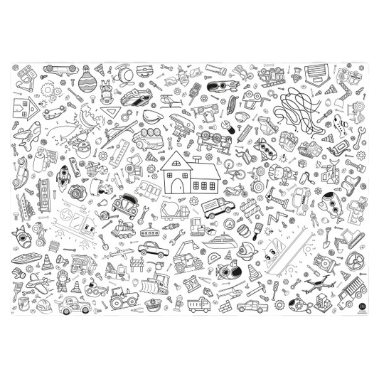 Ausmal-Tischdecke aus Papier 'Fahrzeuge'