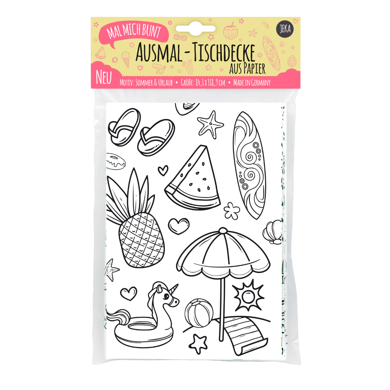 Ausmal-Tischdecke aus Papier 'Sommer & Urlaub'