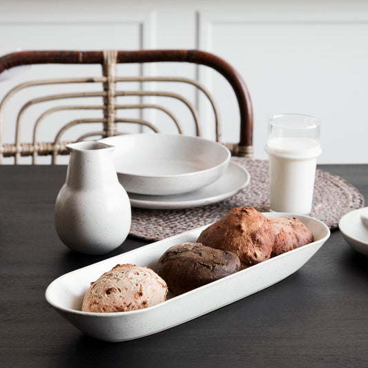 Servierschale 'Pion' Grau / Weiß, L 35cm