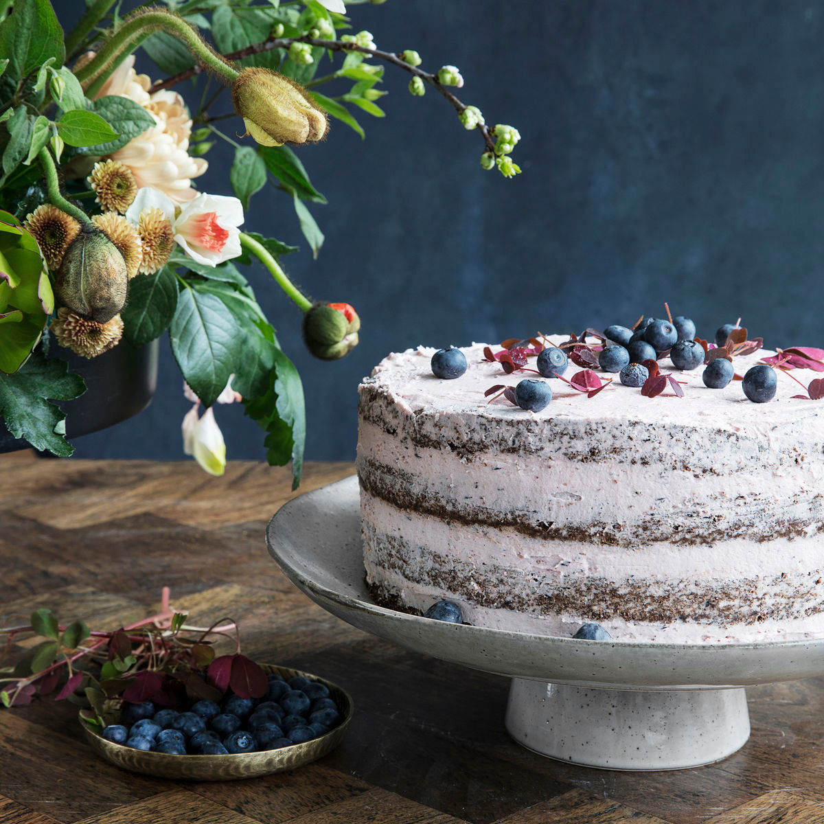 Tortenplatte 'Rustic' Grau / Blau, dia: 32cm