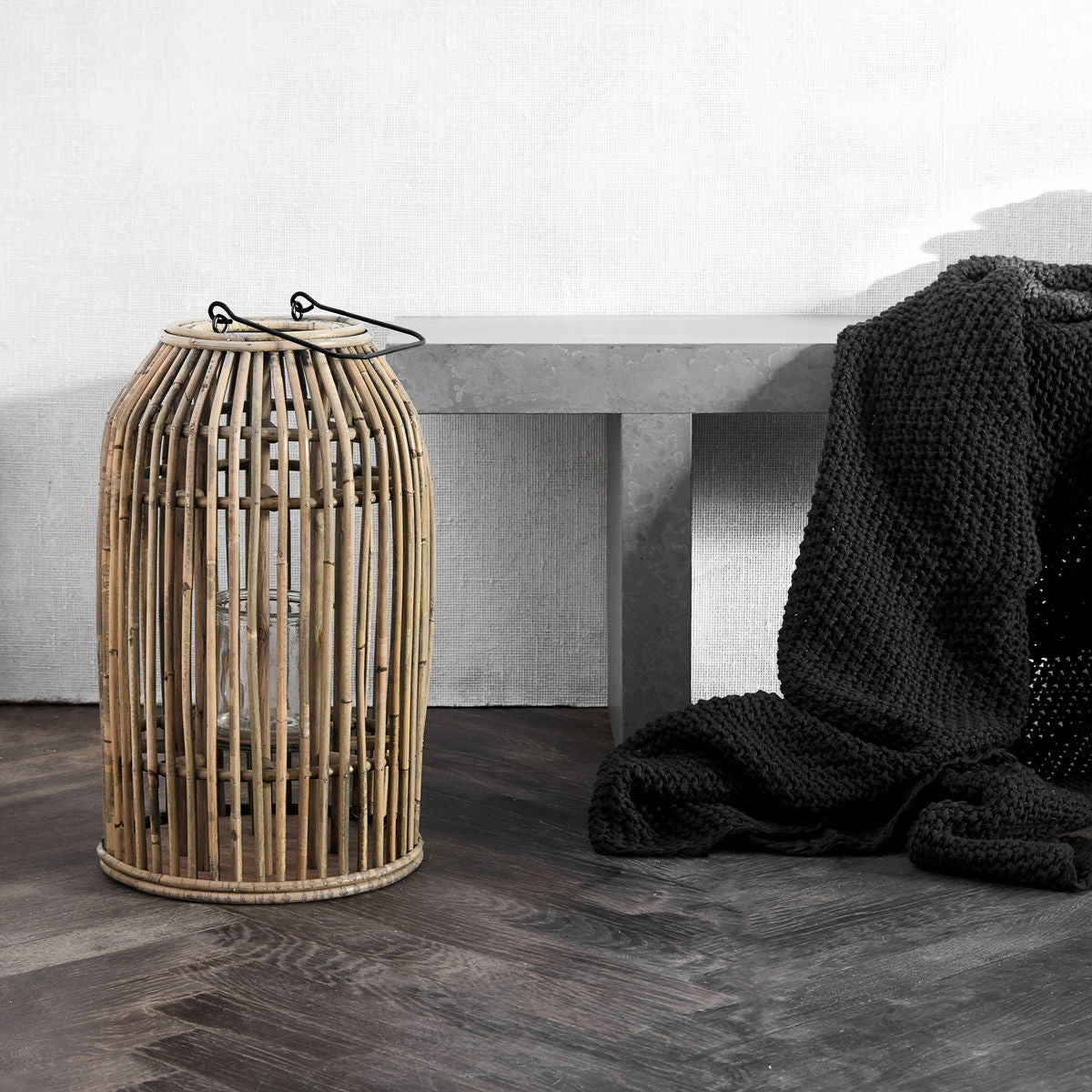 Laterne 'Ova' aus Rattan, Groß, H 42cm