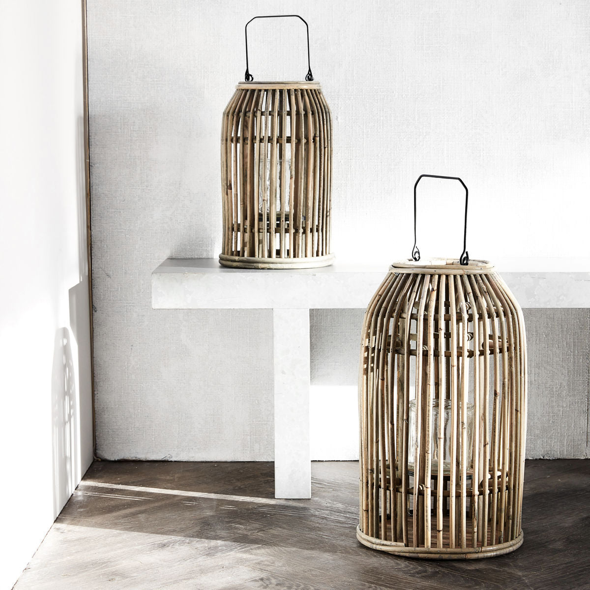 Laterne 'Ova' aus Rattan, Groß, H 42cm