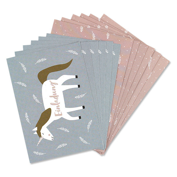 Einladungskarten Set 'Einhorn'