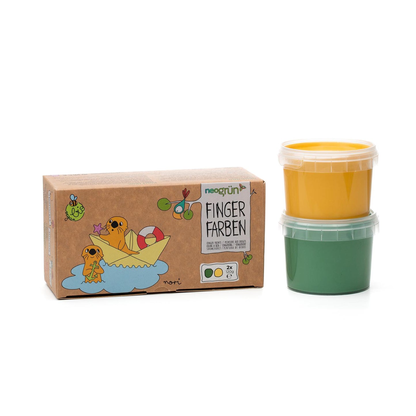 Bio Fingerfarben 2er Set 'Nori' grün/gelb