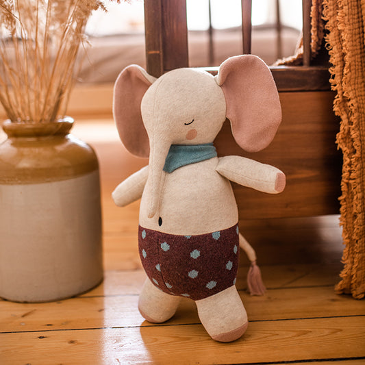Kuscheltier Elefant 'Rosy' mit gepunkteter Hose in Natur