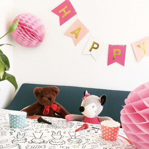 Ausmal-Tischdecke aus Papier 'Happy Birthday'