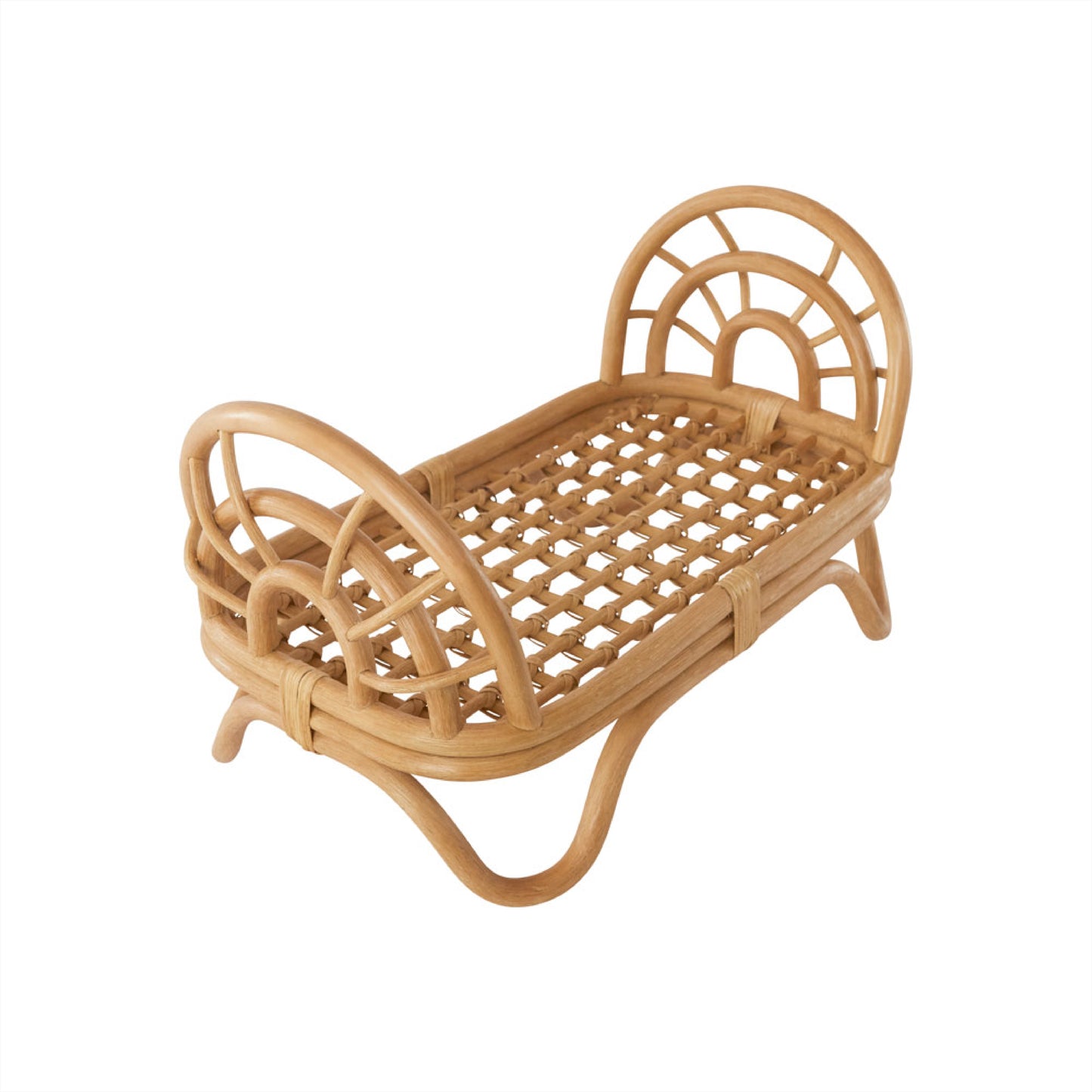 Puppenbett 'Regenbogen' aus Rattan