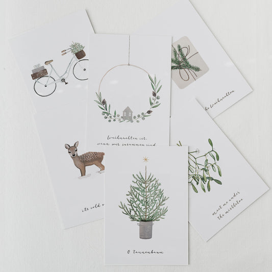 Postkarte Weihnachten 'Kranz'