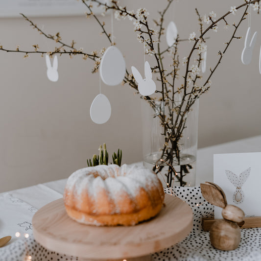 Holzanhänger 'Hase' weiss, 8er Set