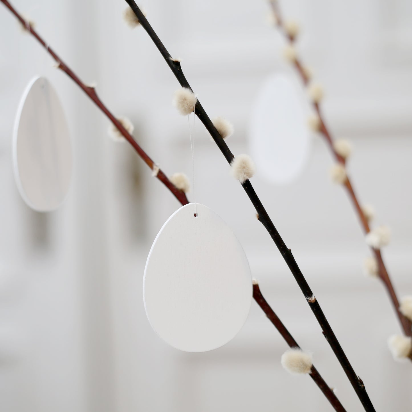 Holzanhänger 'Eier' weiß, 8er Set