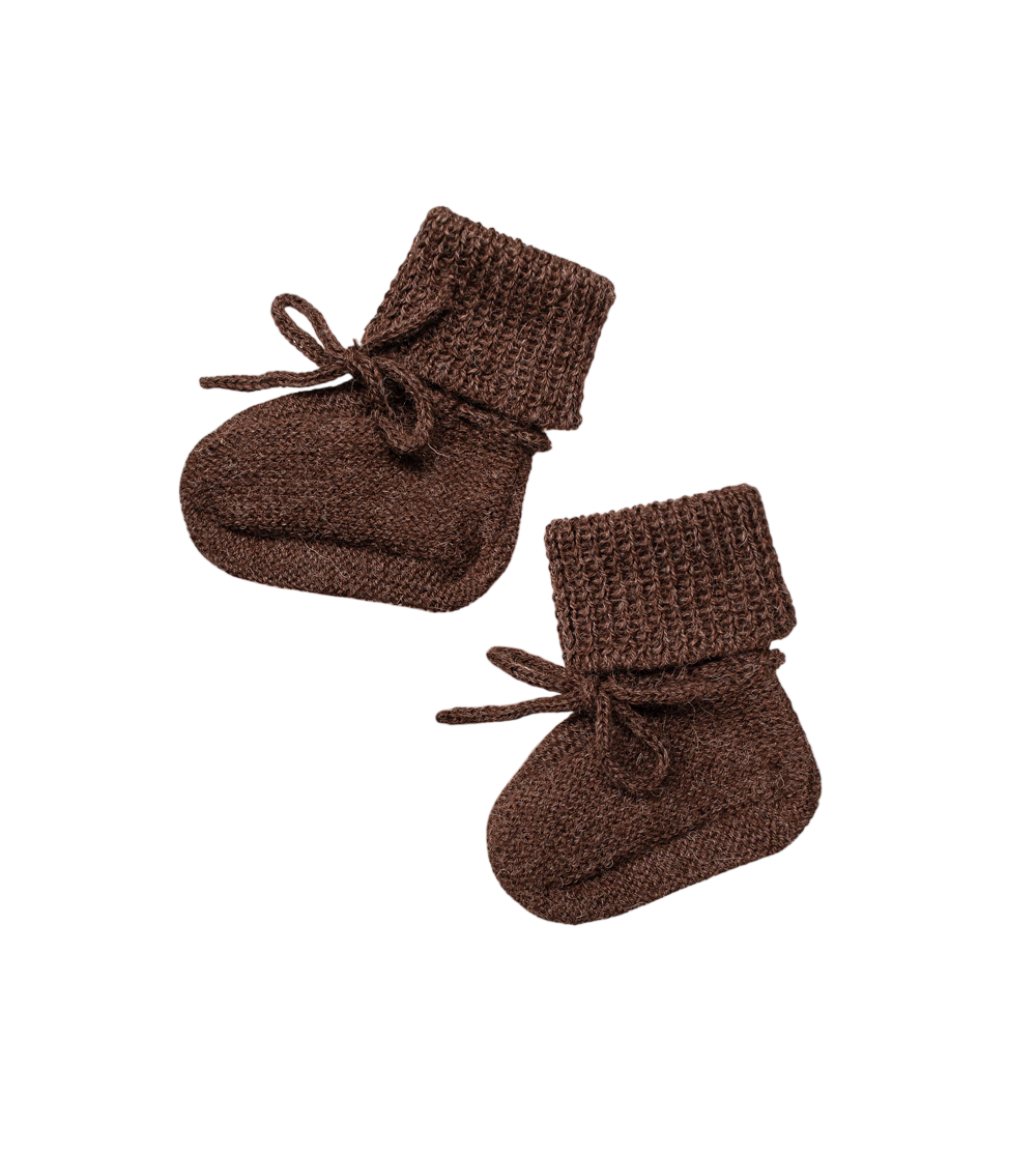 Baby Alpaka Strickschuhe 'Baby Bootis Mocha' 0-6 Monate