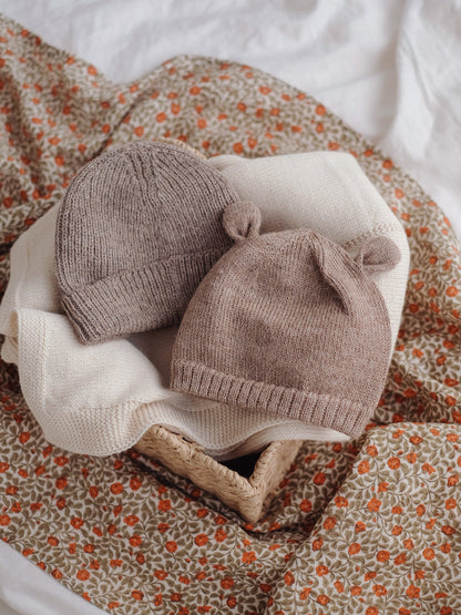 Baby Alpaka Mütze 'Beanie Bear Oat' 3-6 Monate