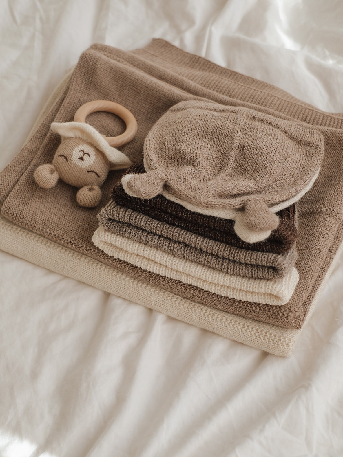 Baby Alpaka Mütze 'Beanie Bear Mocha' 0-3 Monate