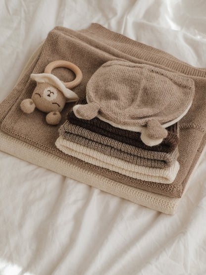 Baby Alpaka Mütze 'Beanie Bear Mocha' 0-3 Monate