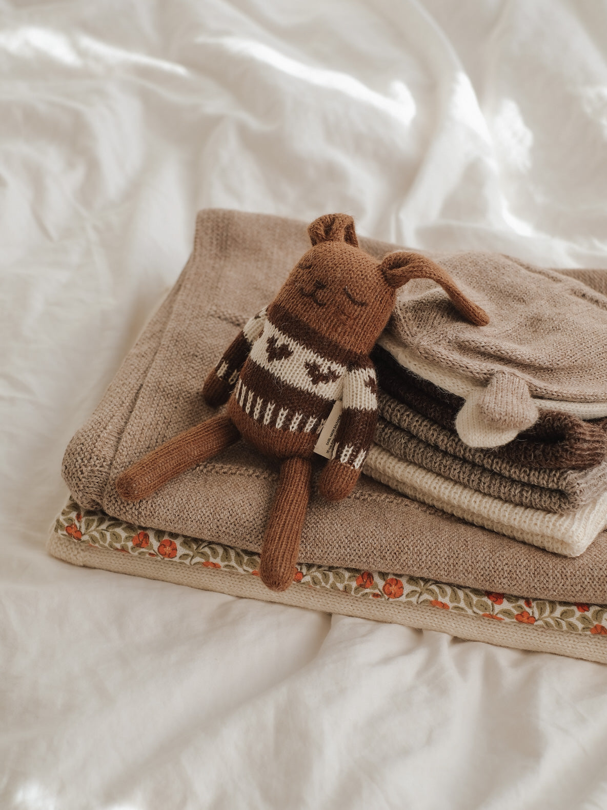 Baby Alpaka Mütze 'Beanie Bear Mocha' 0-3 Monate