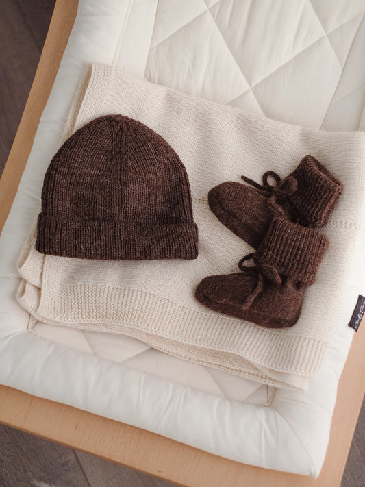 Baby Alpaka Mütze 'Beanie Bear Mocha' 0-3 Monate