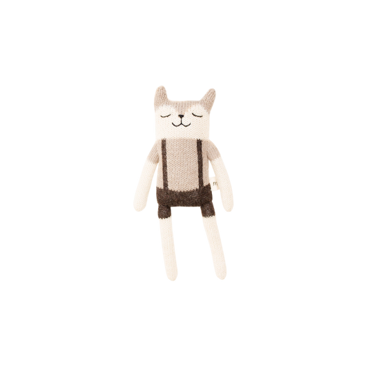 Stricktier Alpakawolle 'Katze Braune Latzhose'