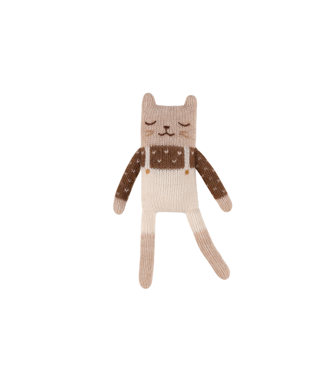 Stricktier Alpakawolle 'Katze Latzhose Creme'