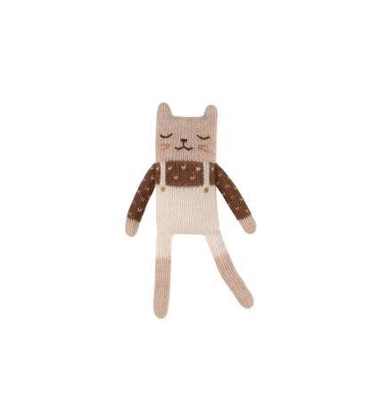 Stricktier Alpakawolle 'Katze Latzhose Creme'