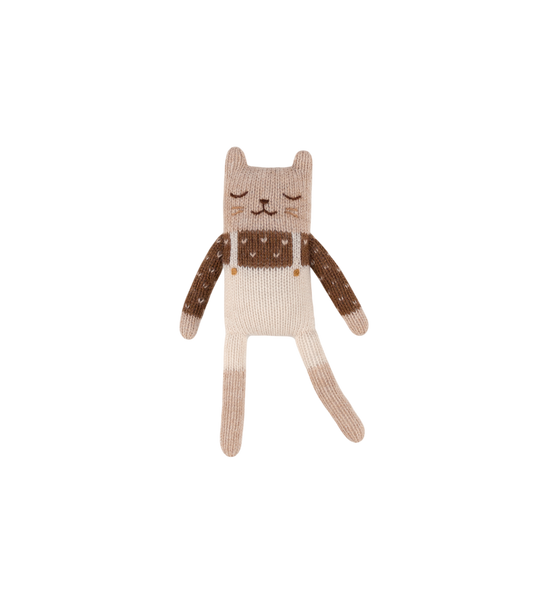 Stricktier Alpakawolle 'Katze Latzhose Creme'