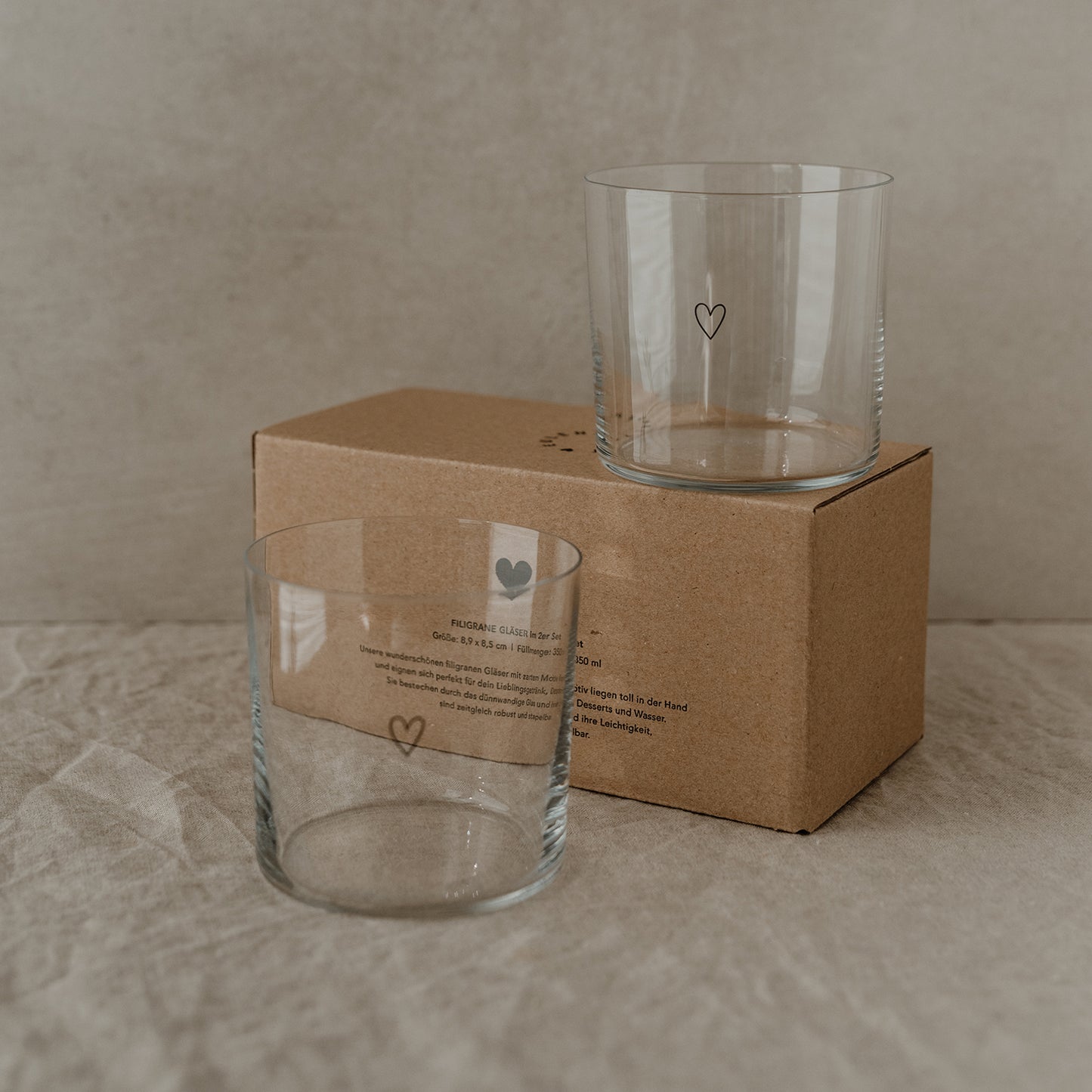 Trinkglas 'Herz' 2er Set 350 ml