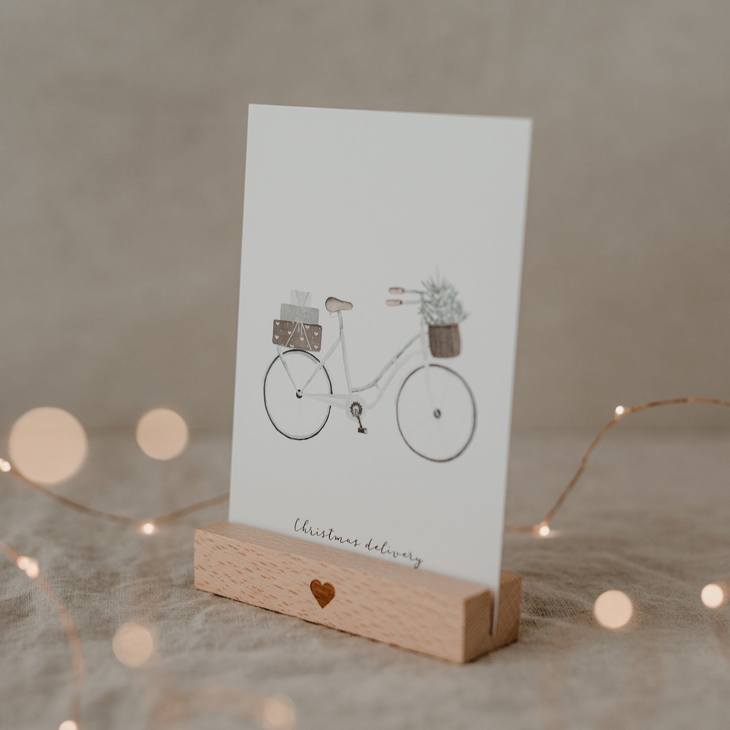 Postkarte Weihnachten 'Geschenke Fahrrad'